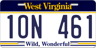 WV license plate 1ON461