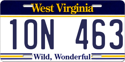WV license plate 1ON463