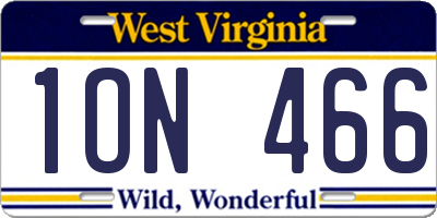 WV license plate 1ON466