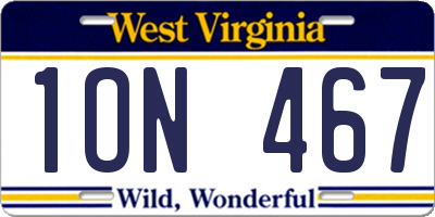 WV license plate 1ON467