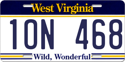 WV license plate 1ON468