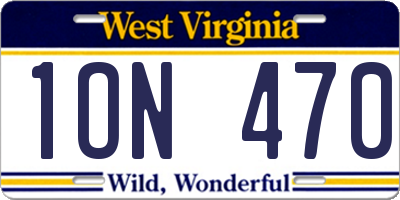 WV license plate 1ON470