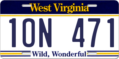 WV license plate 1ON471