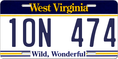 WV license plate 1ON474