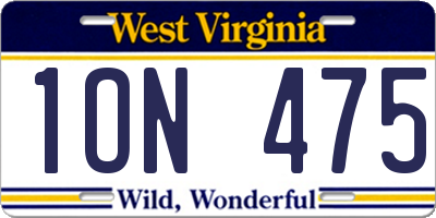 WV license plate 1ON475