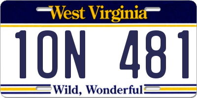 WV license plate 1ON481