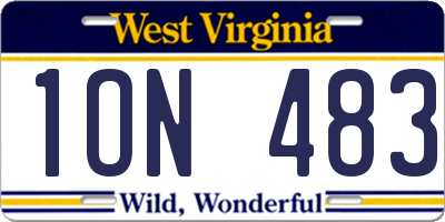 WV license plate 1ON483