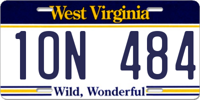 WV license plate 1ON484
