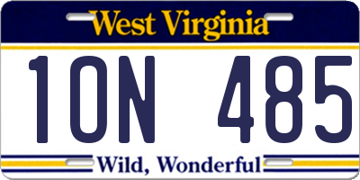 WV license plate 1ON485