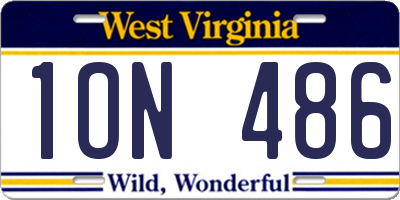 WV license plate 1ON486