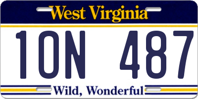 WV license plate 1ON487