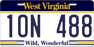 WV license plate 1ON488