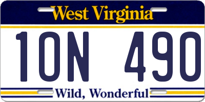 WV license plate 1ON490