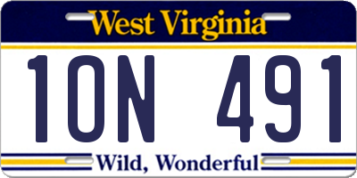 WV license plate 1ON491