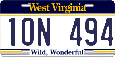 WV license plate 1ON494