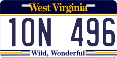 WV license plate 1ON496