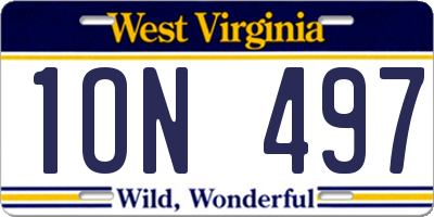 WV license plate 1ON497