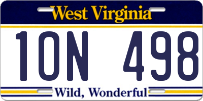 WV license plate 1ON498