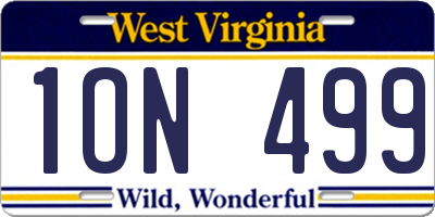 WV license plate 1ON499