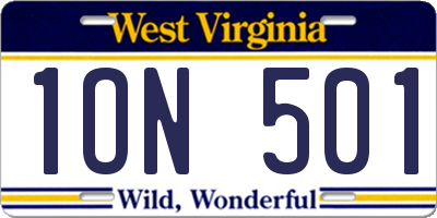WV license plate 1ON501