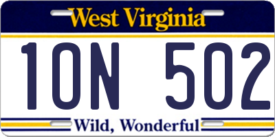 WV license plate 1ON502