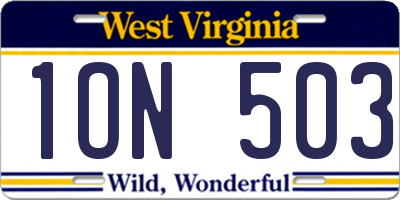 WV license plate 1ON503