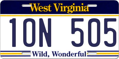 WV license plate 1ON505