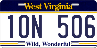 WV license plate 1ON506