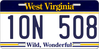 WV license plate 1ON508