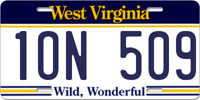 WV license plate 1ON509