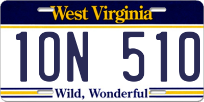 WV license plate 1ON510