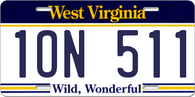 WV license plate 1ON511