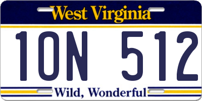 WV license plate 1ON512