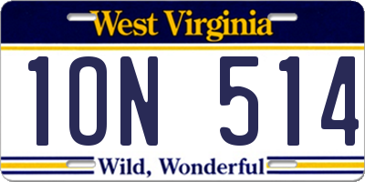 WV license plate 1ON514