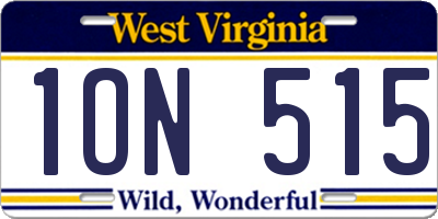 WV license plate 1ON515
