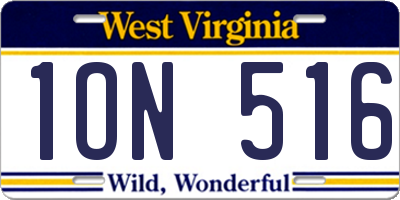 WV license plate 1ON516