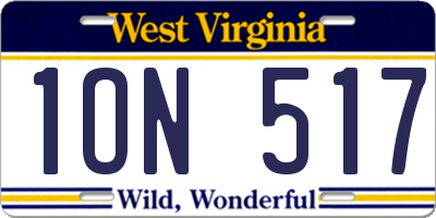 WV license plate 1ON517