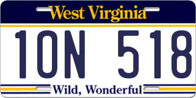 WV license plate 1ON518