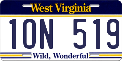 WV license plate 1ON519
