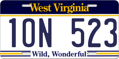 WV license plate 1ON523