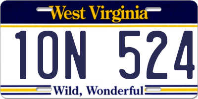 WV license plate 1ON524