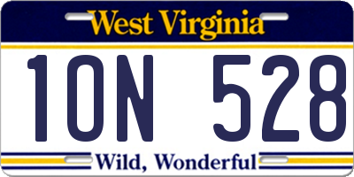 WV license plate 1ON528