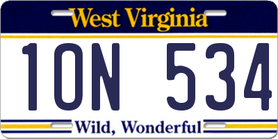 WV license plate 1ON534