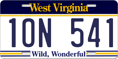 WV license plate 1ON541