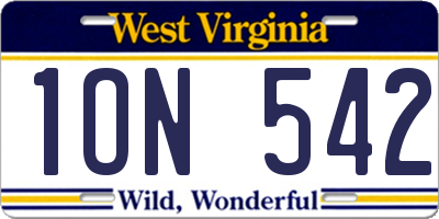 WV license plate 1ON542
