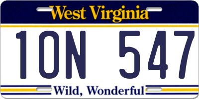 WV license plate 1ON547