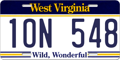 WV license plate 1ON548