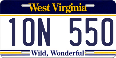 WV license plate 1ON550