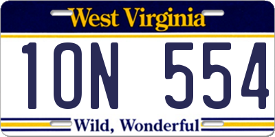 WV license plate 1ON554