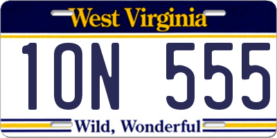 WV license plate 1ON555
